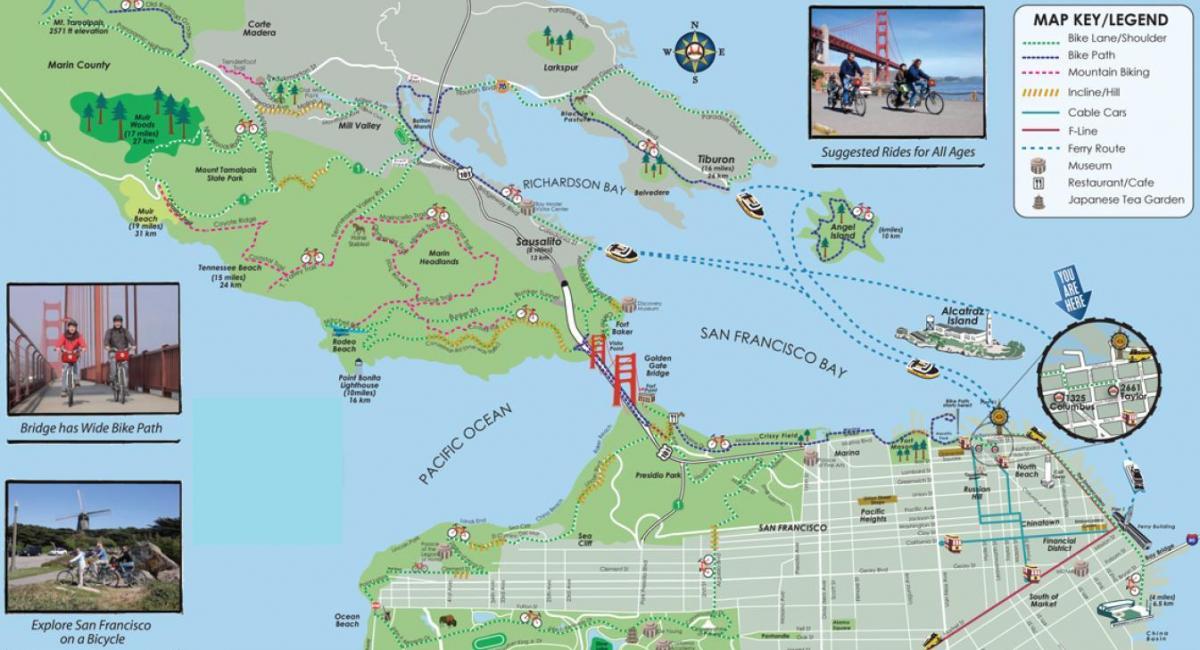 Mapa de San Francisco paseo en bicicleta