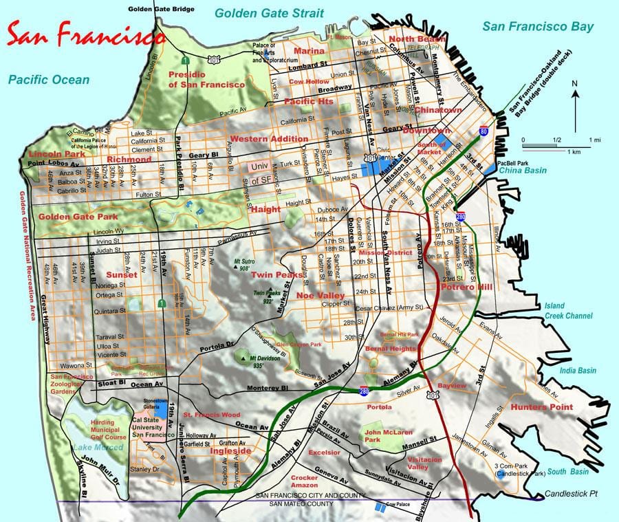 Mapa da baía área de elevación