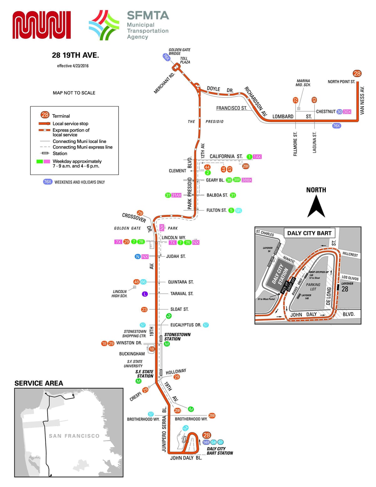 San Francisco autobús 28 mapa da ruta