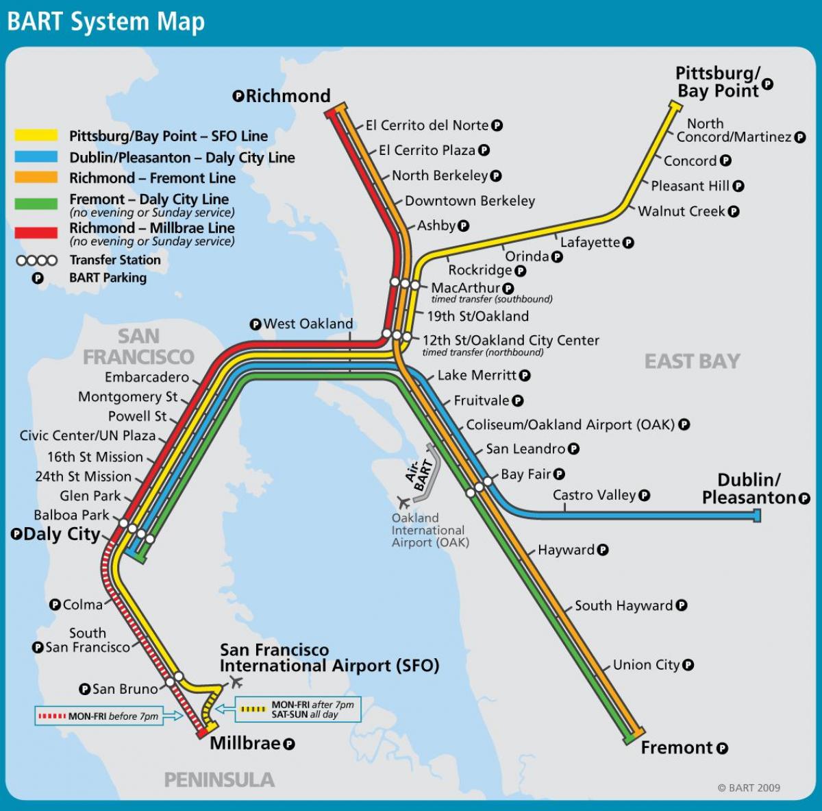 San Francisco bart sistema mapa