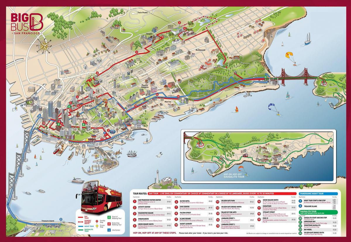 San Francisco de autobuses de turismo mapa