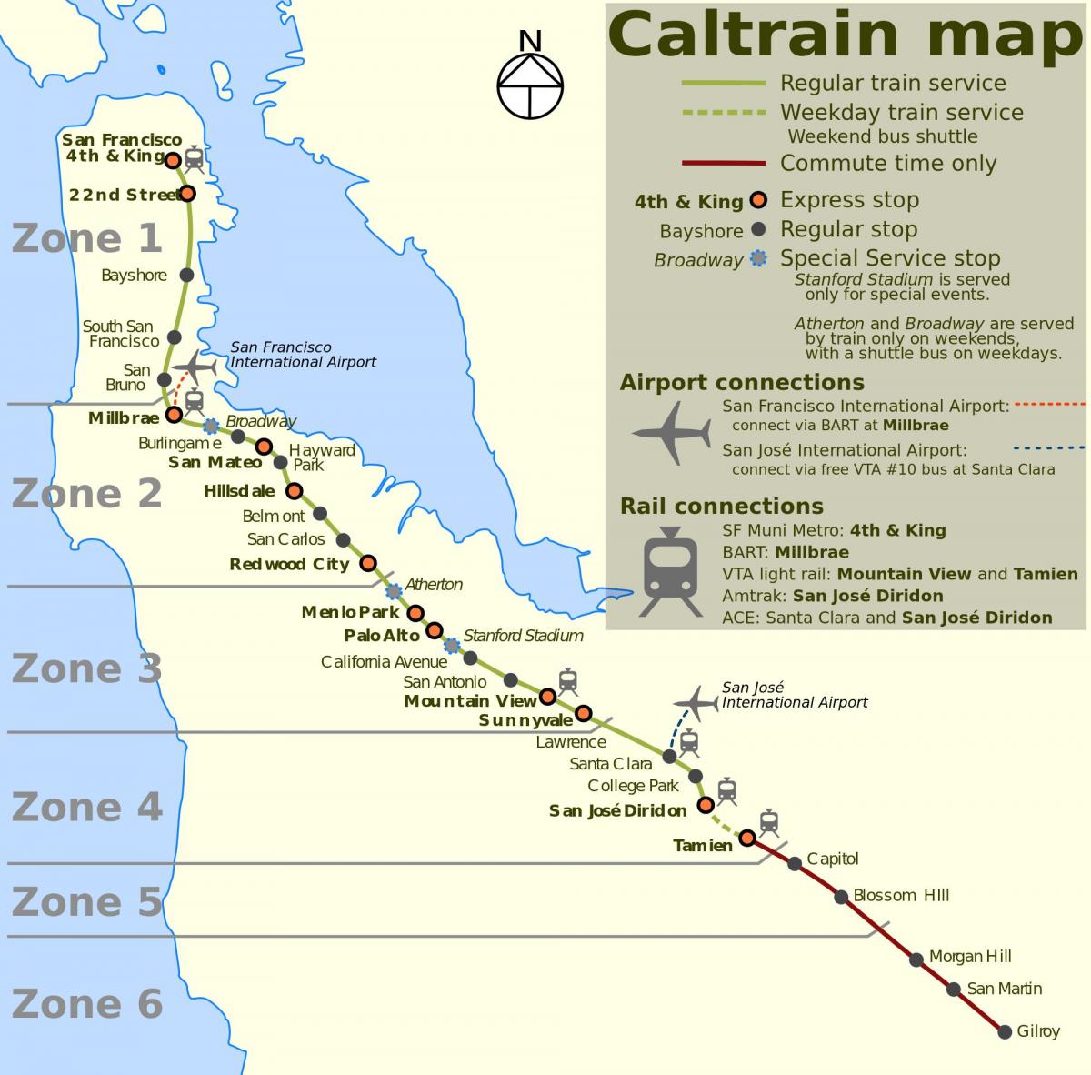 San Francisco caltrain mapa