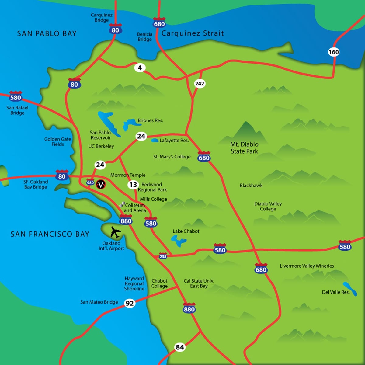 mapa de east bay ca