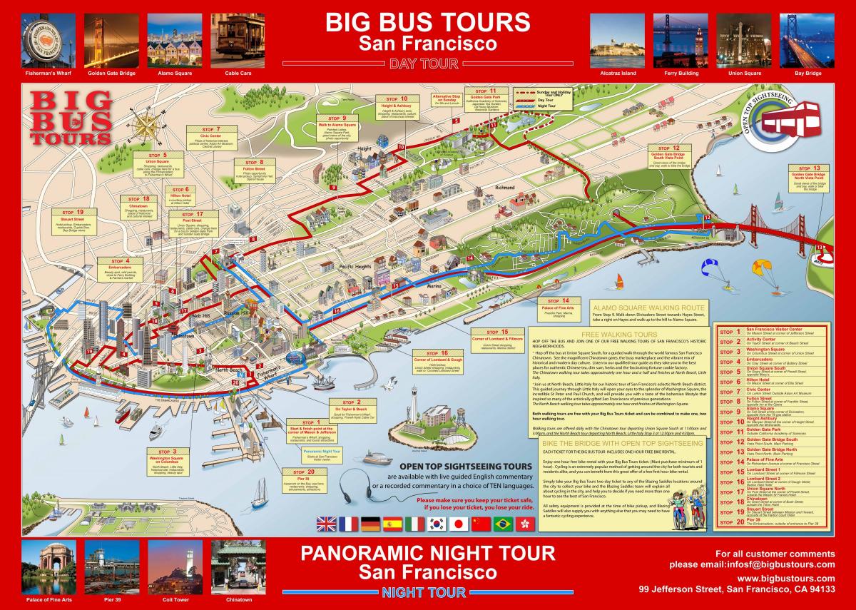 big red de autobuses de San Francisco mapa