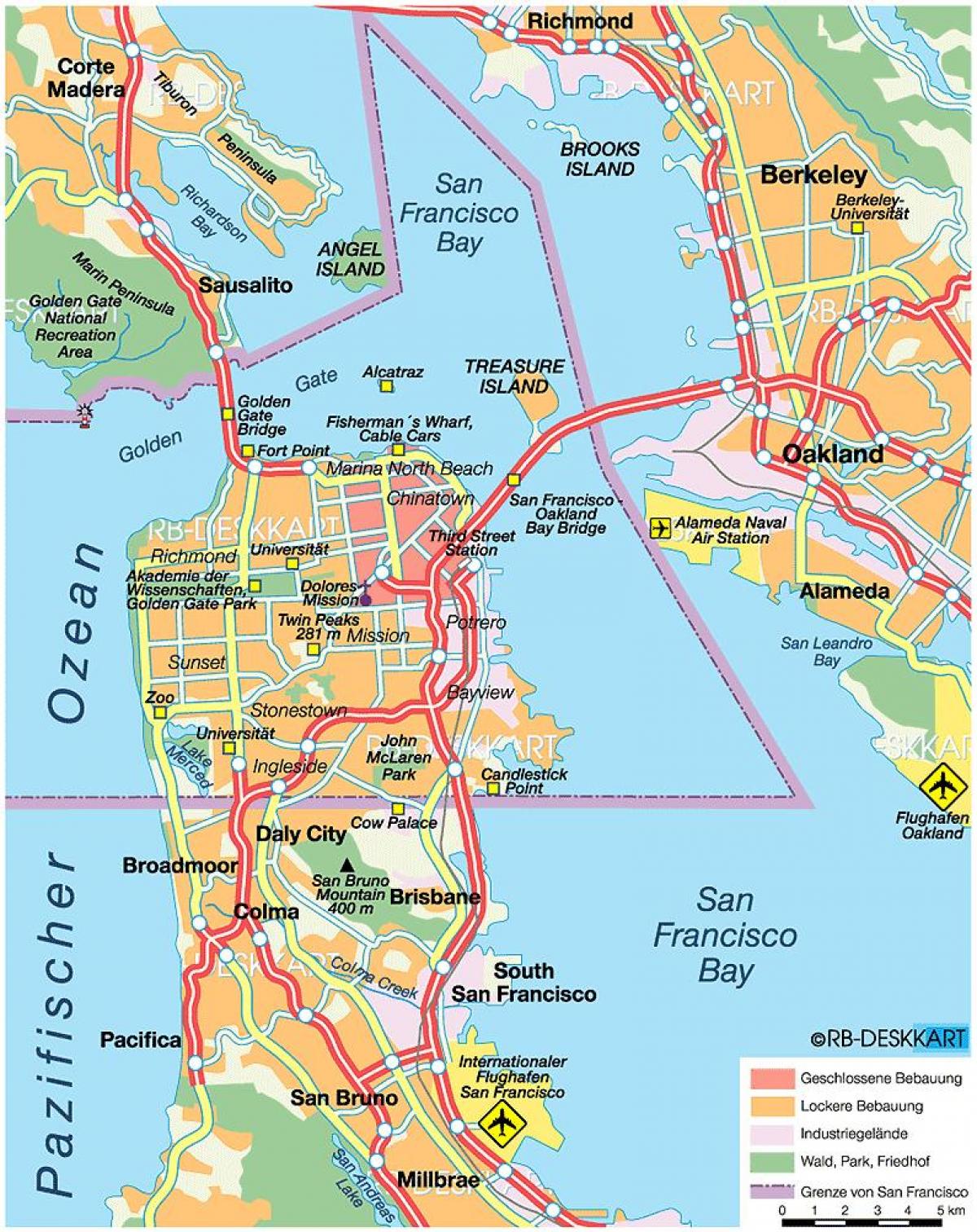 mapa de east bay cidades