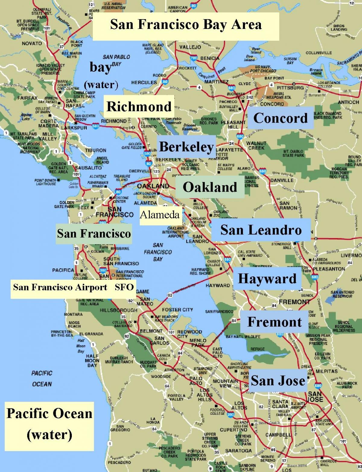 mapa de San Francisco área de california