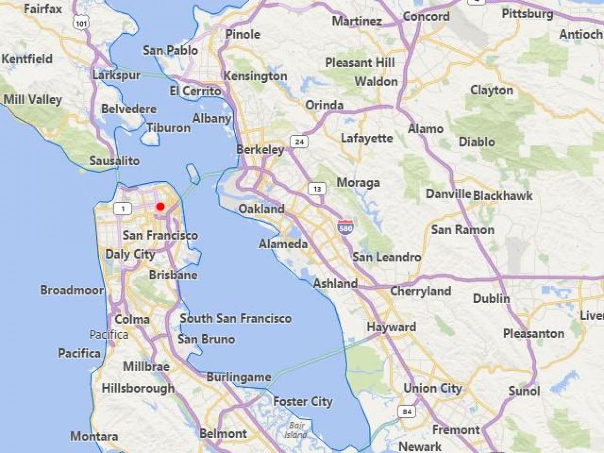 mapa de california cidades, preto de San Francisco
