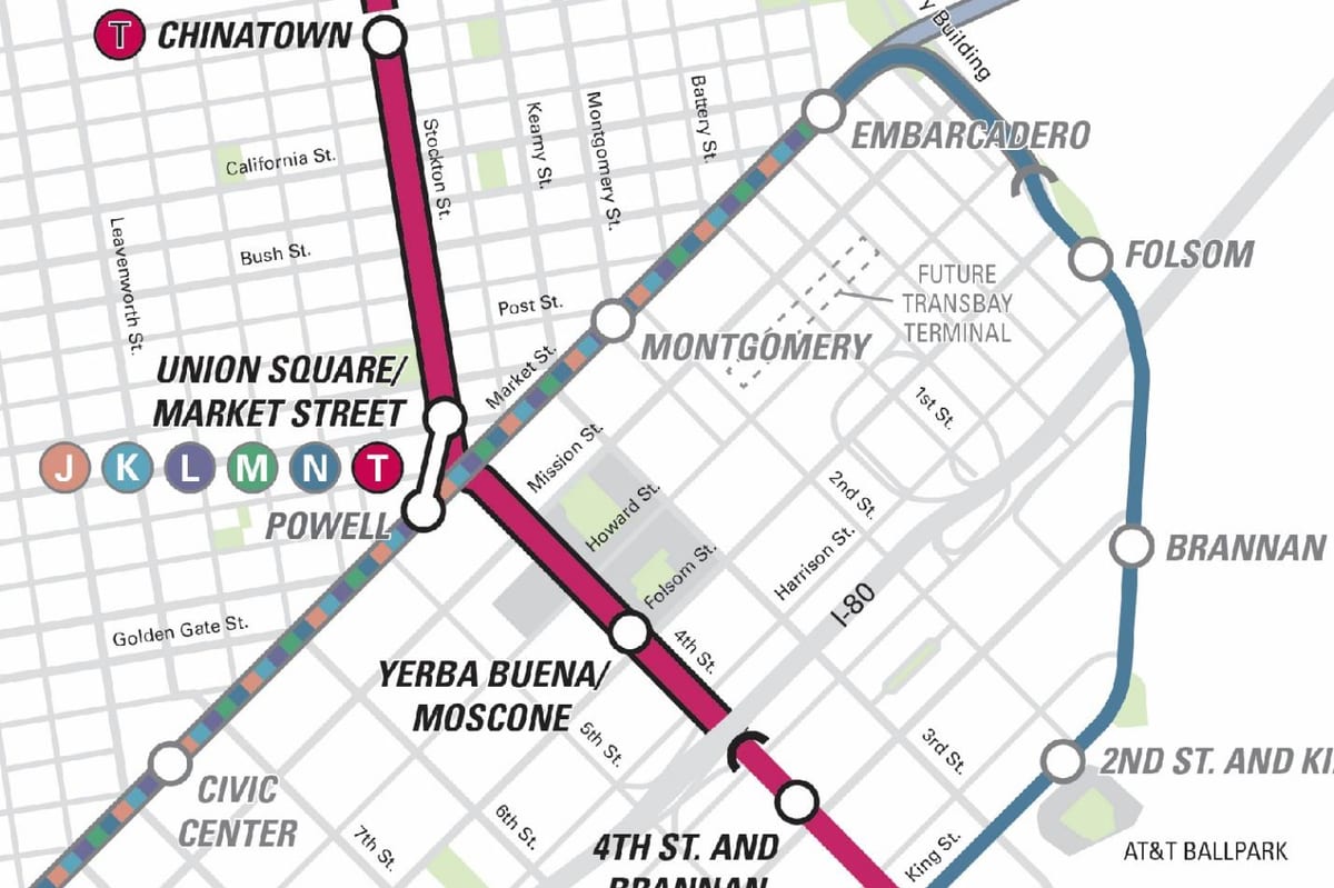 Mapa de mercado de rúa de San Francisco