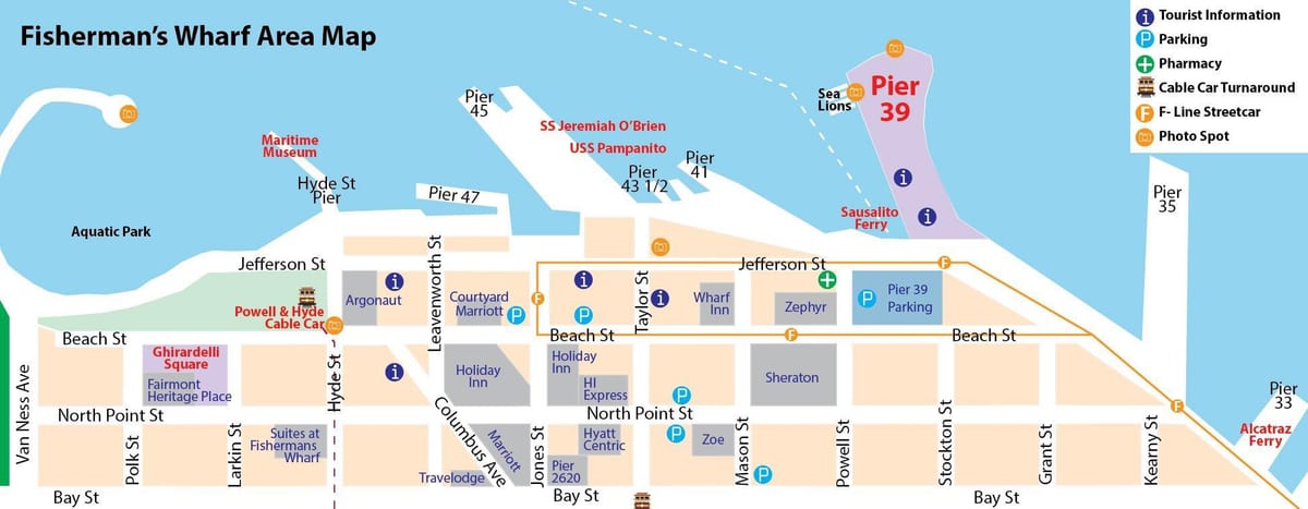 Mapa de San Francisco peirao de 39 área