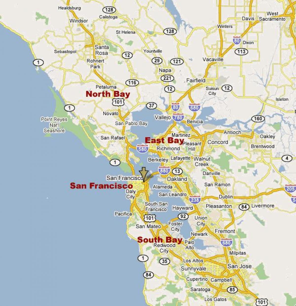 mapa do sur de bahía norte de california