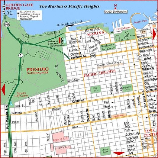 Mapa do pacífico alturas de San Francisco