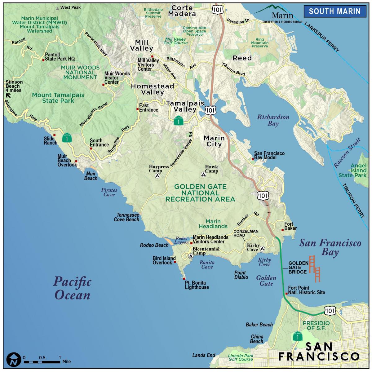 Mapa de redwood bosque San Francisco