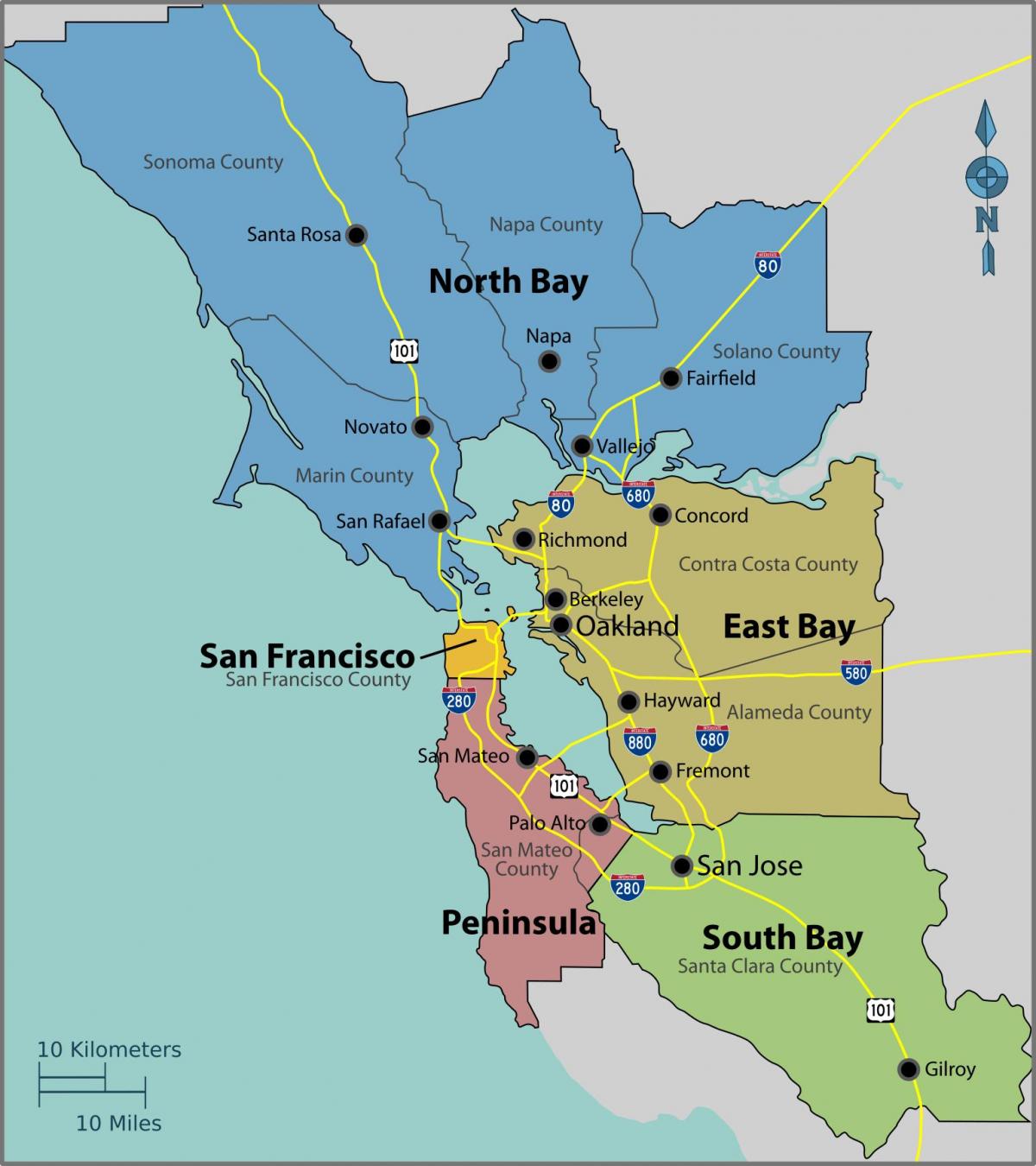 San Francisco bay en un mapa