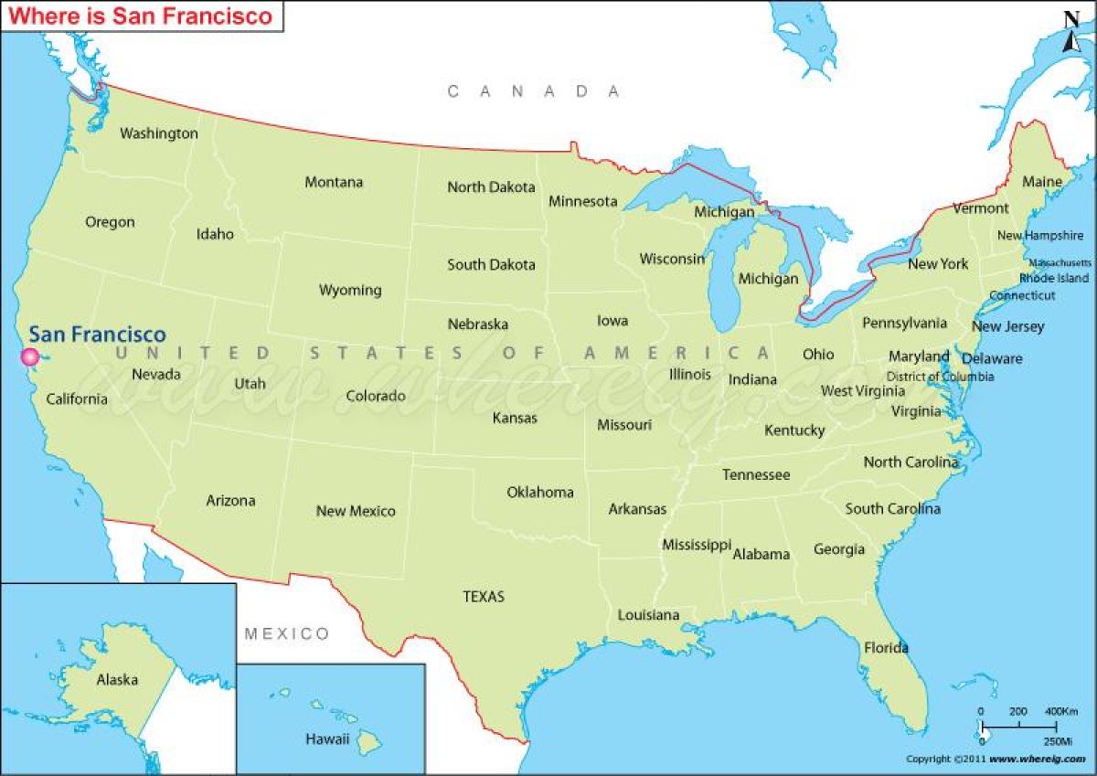 mapa de San Francisco, california, estados unidos