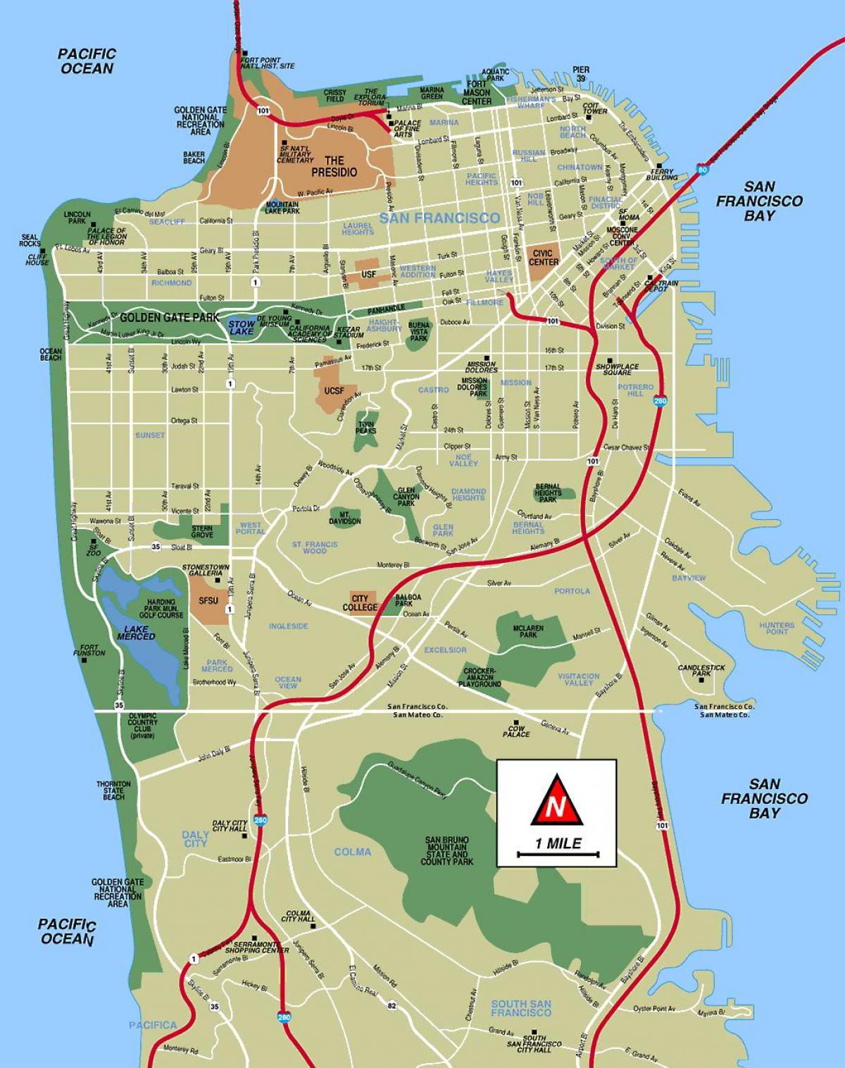 San Fran atraccións mapa