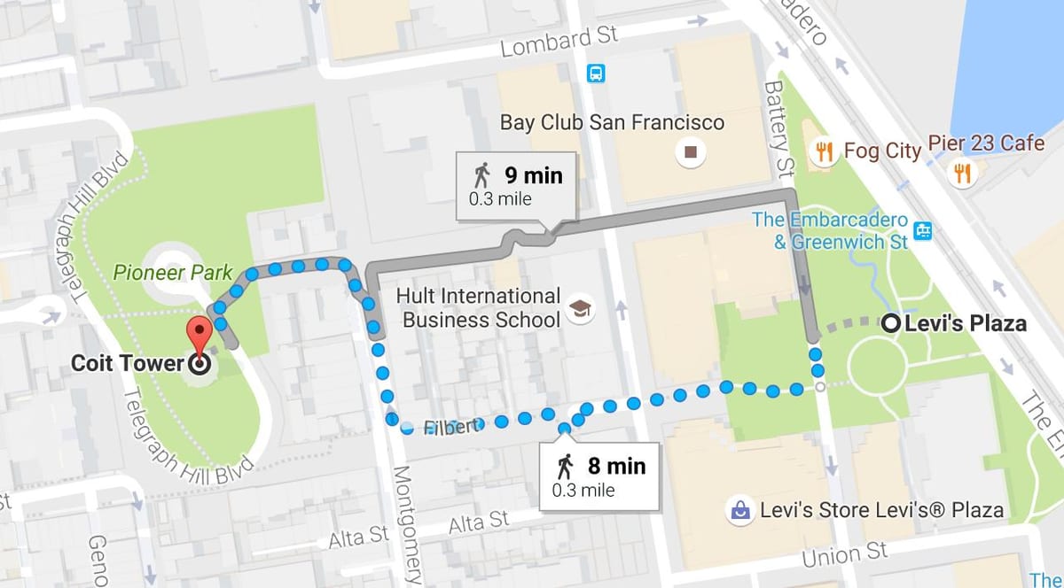 Mapa de San Francisco de auto-guiada walking tour