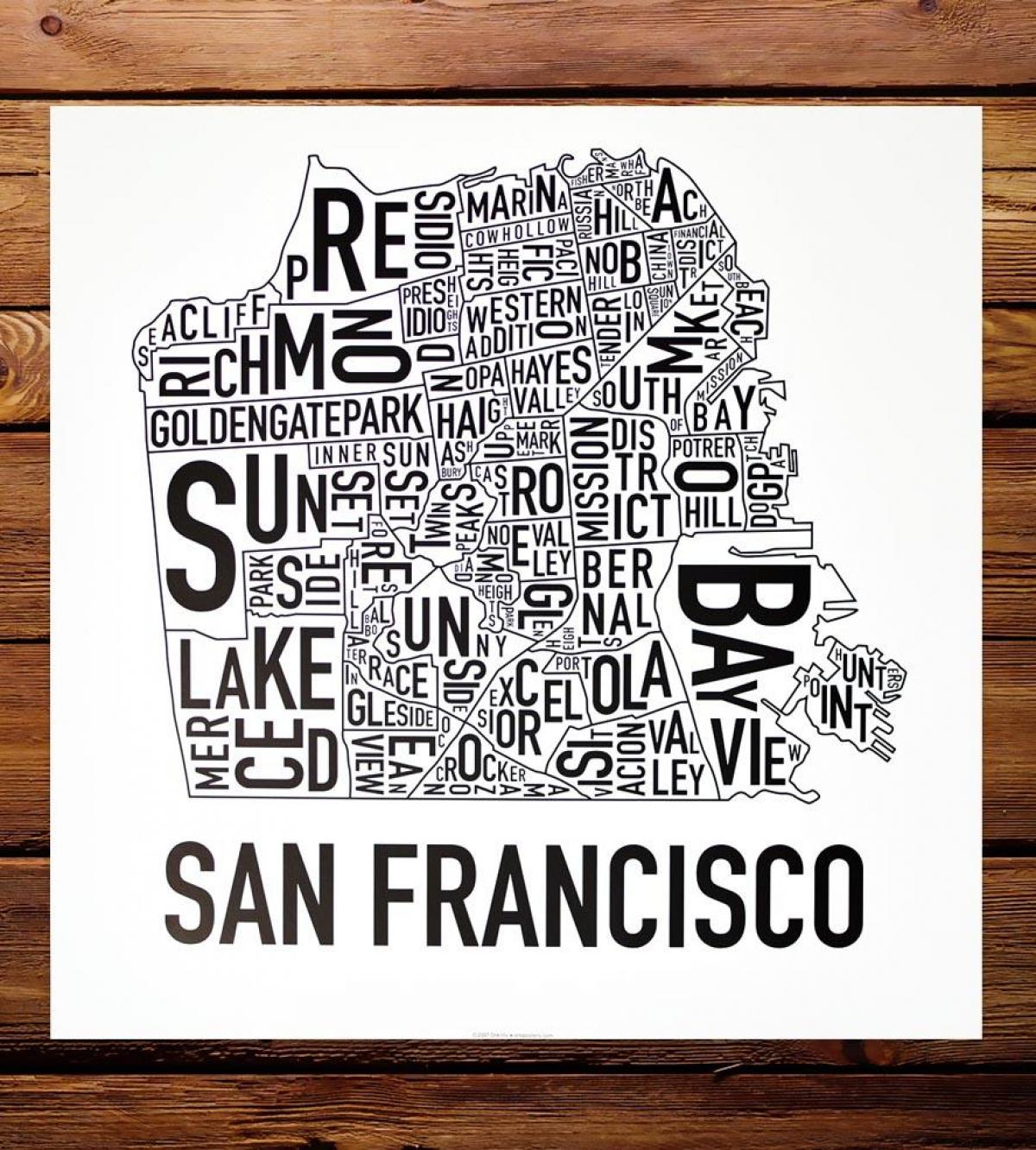 Mapa de San Francisco, do barrio de arte