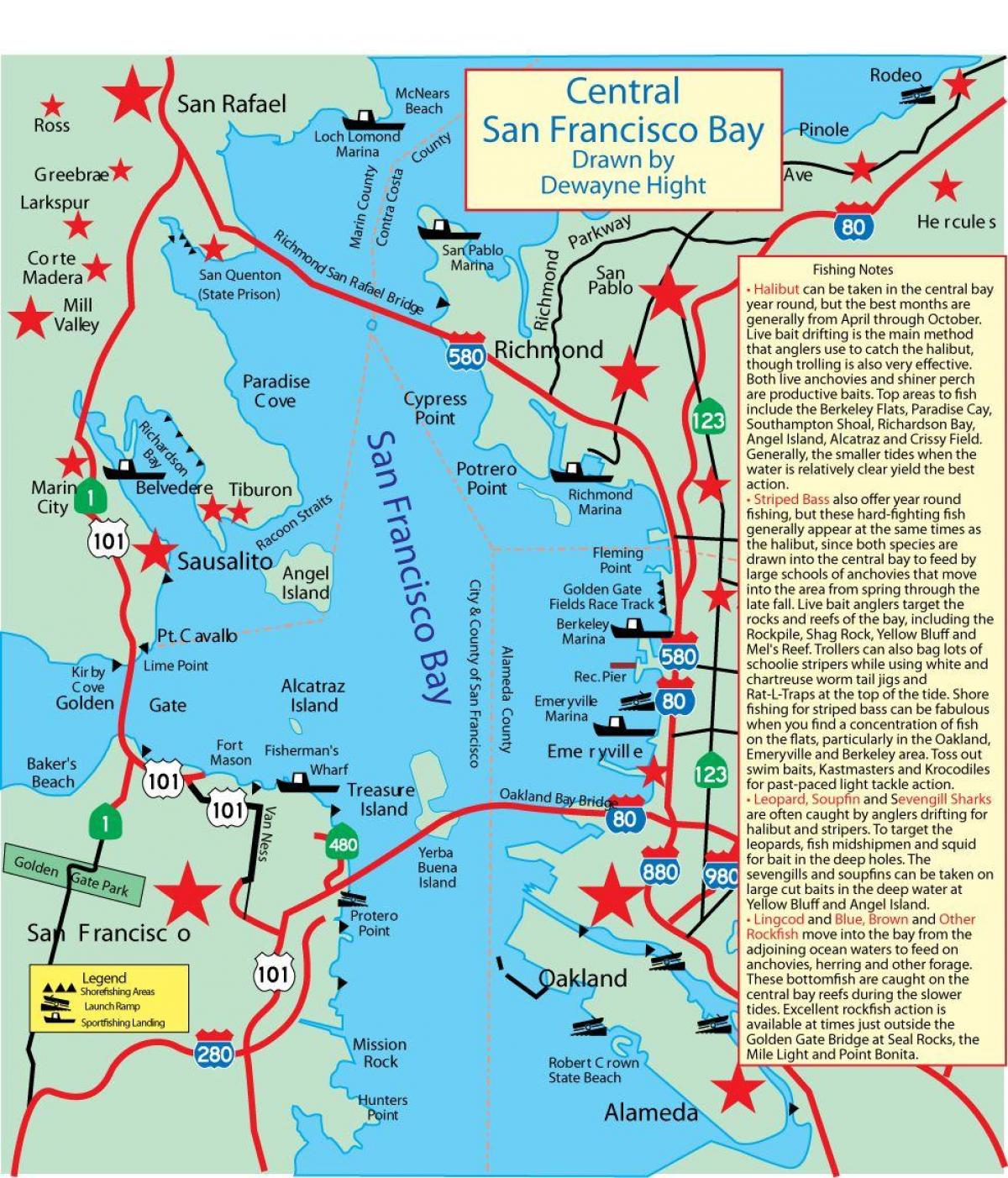 Mapa de San Francisco bay pesca 