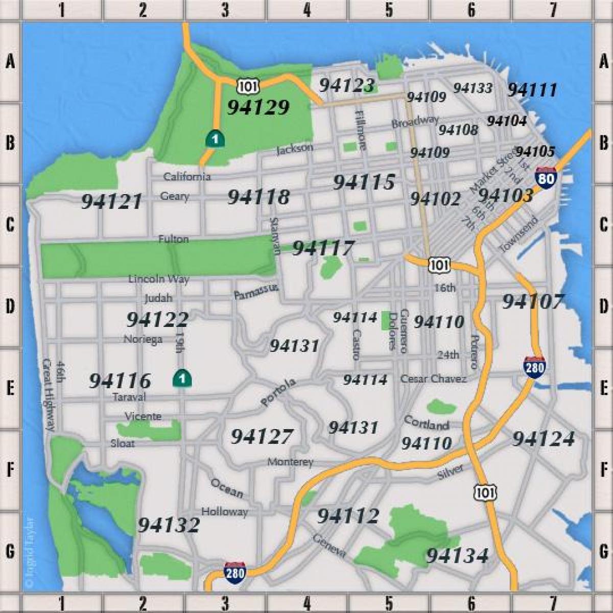 San Francisco o código postal mapa