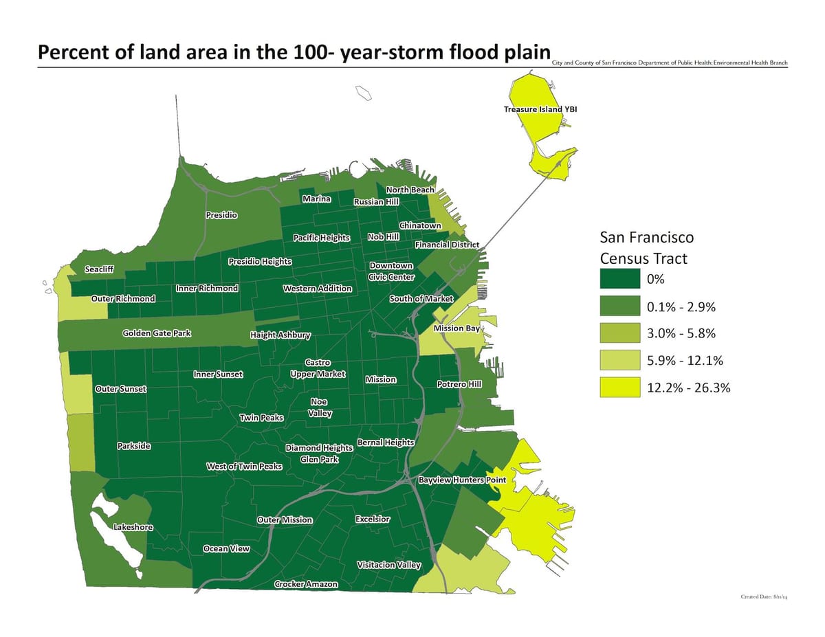 Mapa de San Francisco de inundación da zona