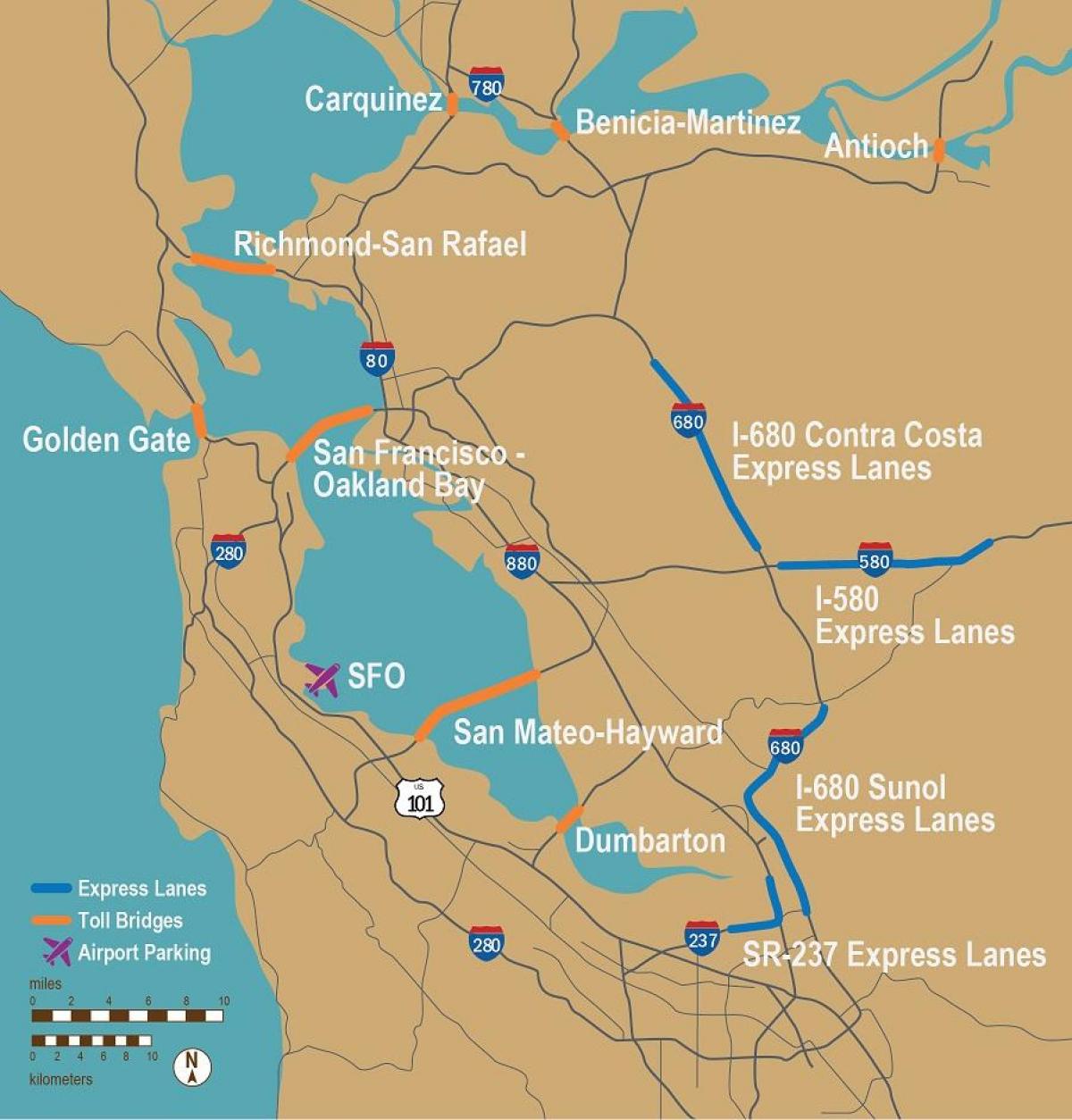 estradas con peaxe San Francisco mapa
