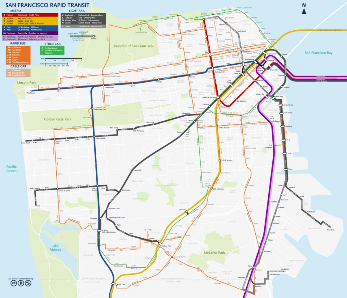 San Fran transporte público mapa