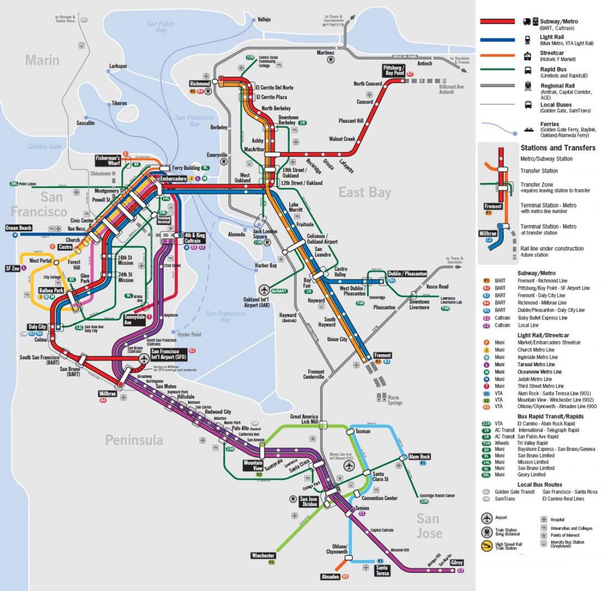 mapa de transporte público San Francisco