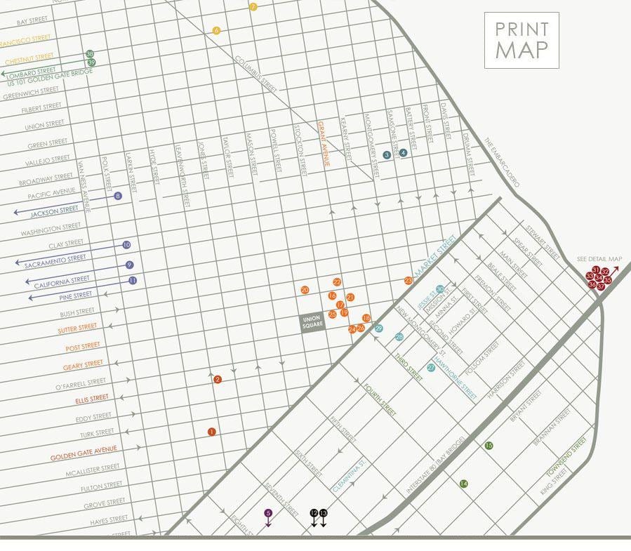 Mapa de San Francisco galerías de arte
