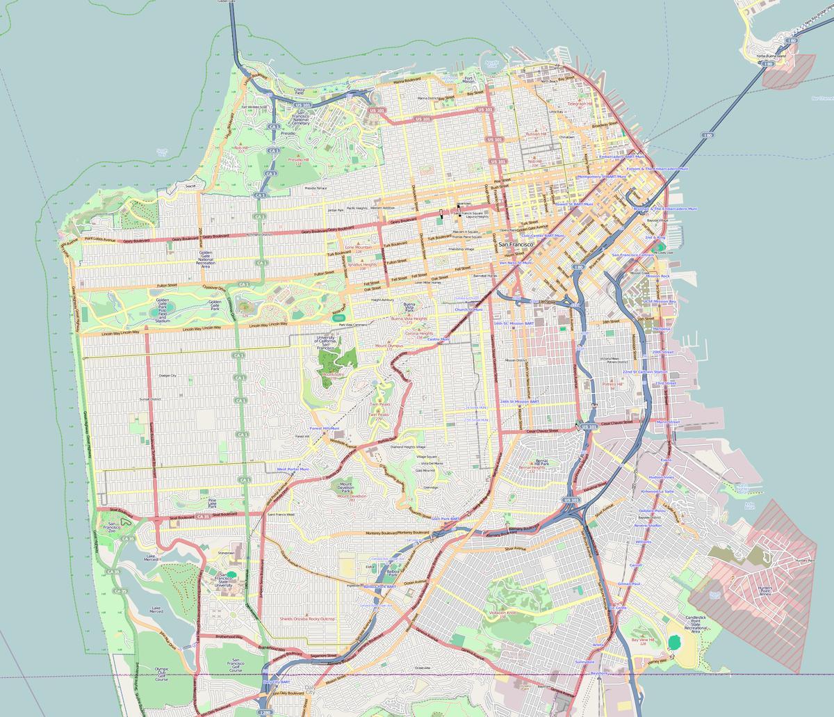 Mapa de San Francisco contorno