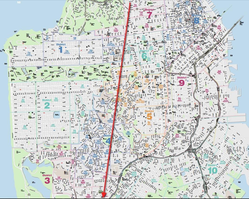 Mapa de San Francisco néboa