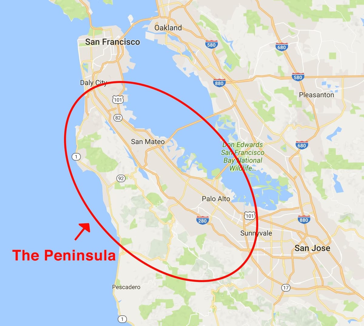 Mapa de San Francisco península