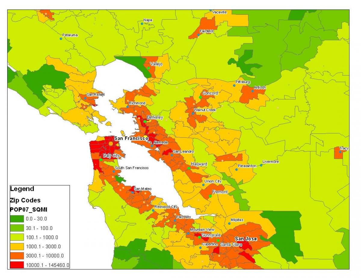 Mapa de San Francisco poboación