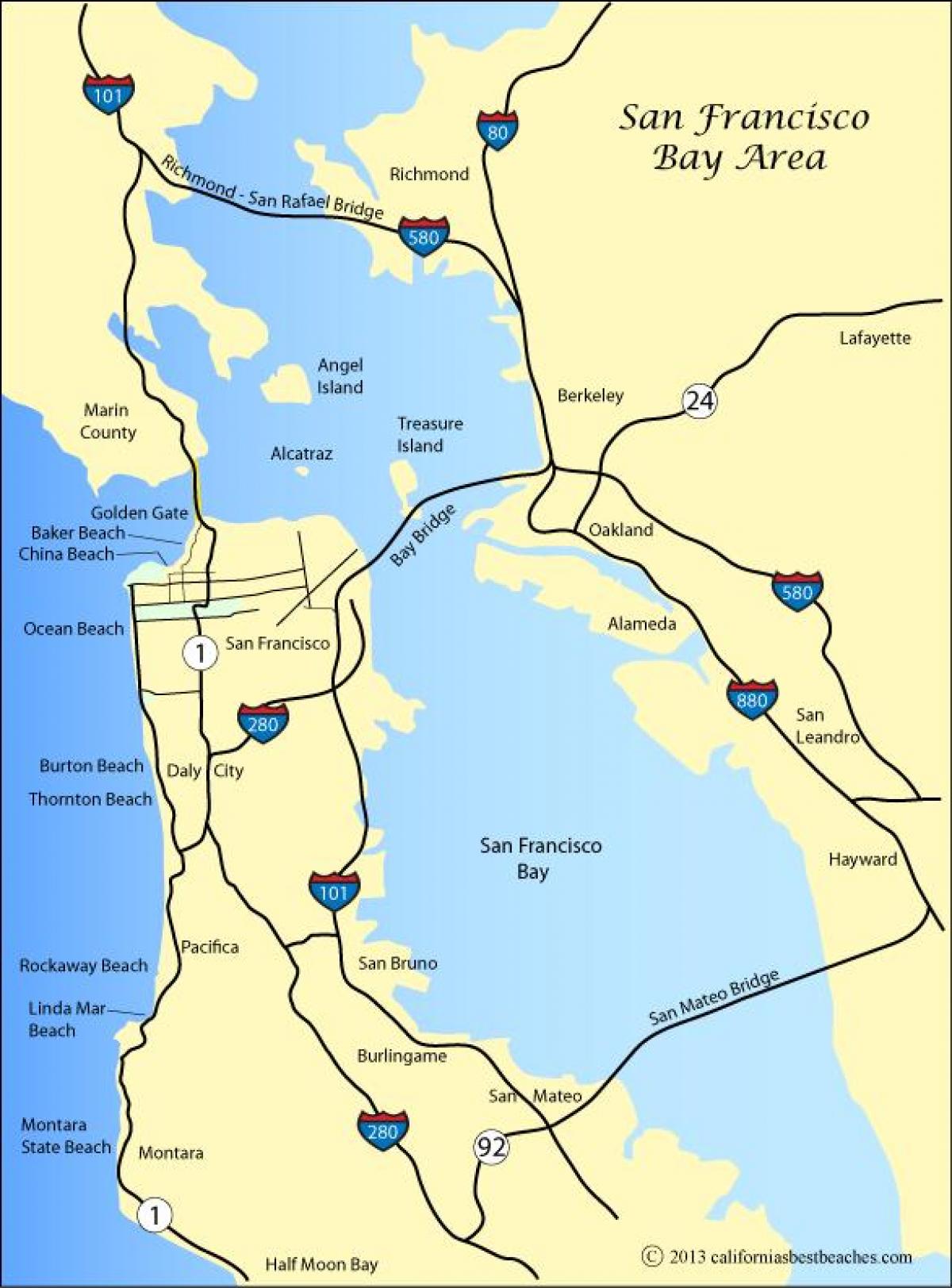 Mapa de San Francisco praias