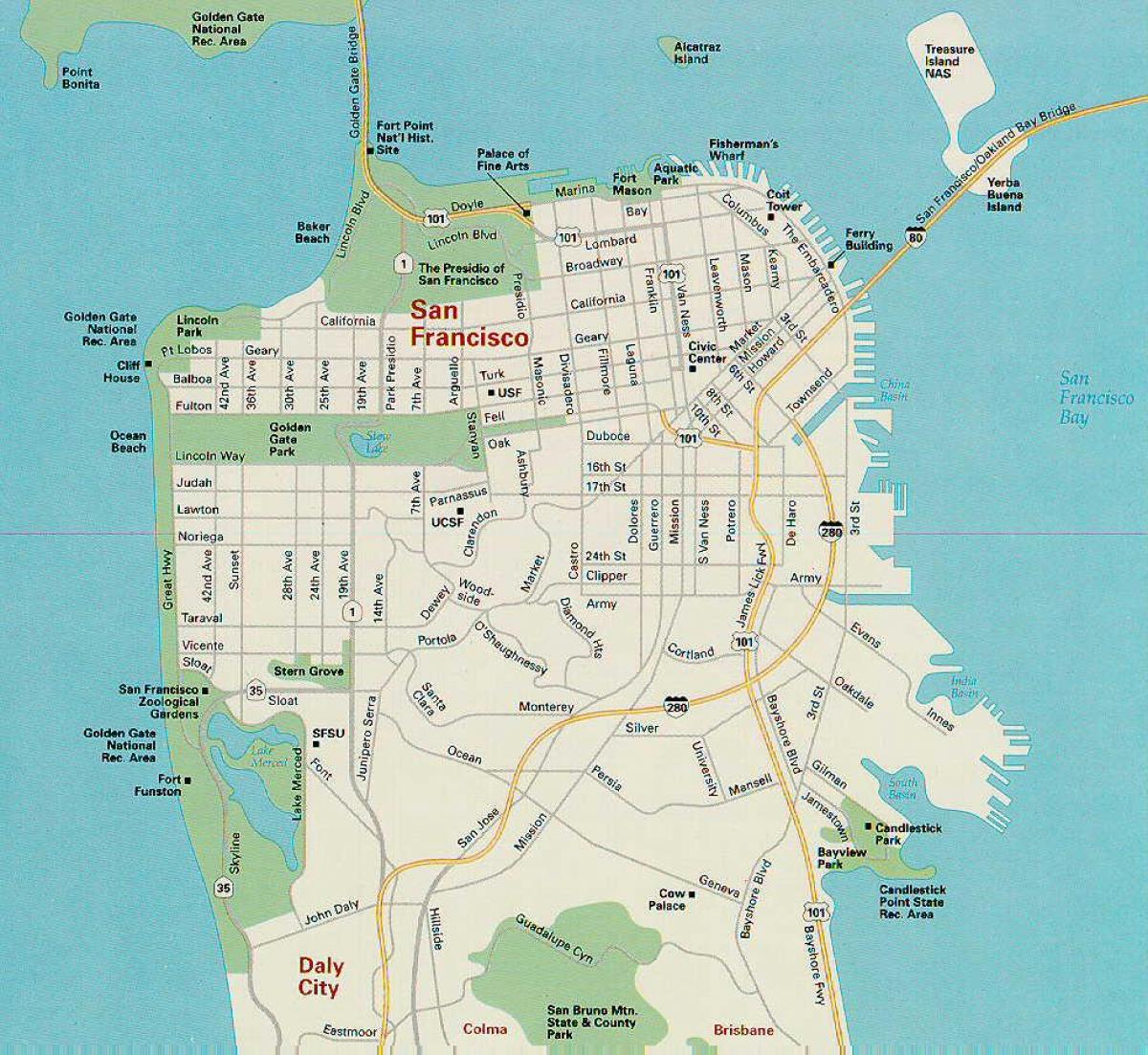 Mapa de San Francisco principais atraccións