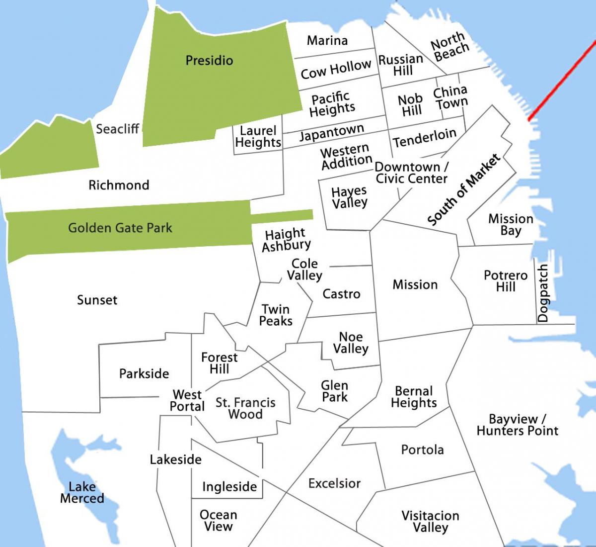 Mapa de San Francisco rexión