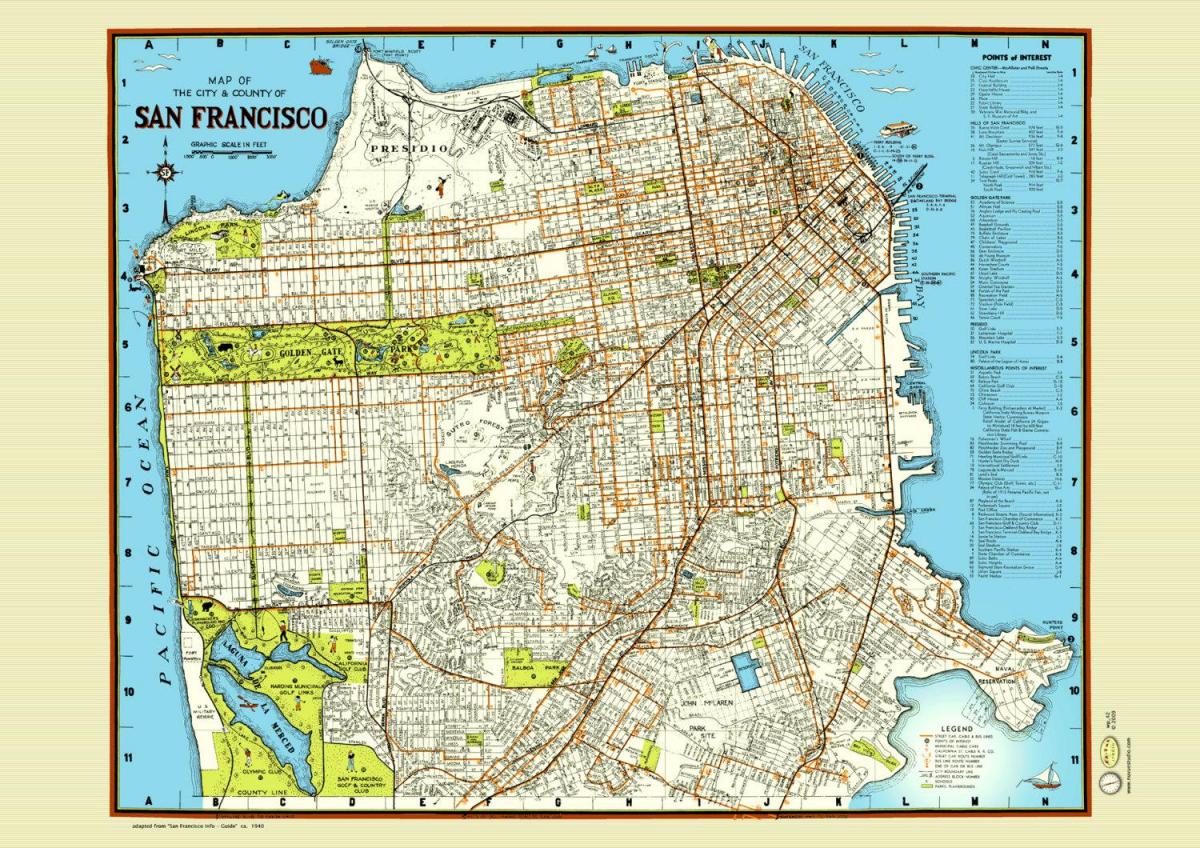 Mapa de San Francisco rúa cartel