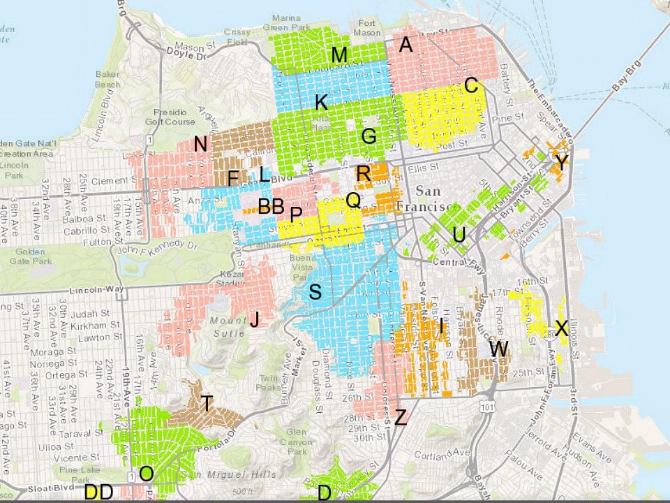 San Francisco zonas de aparcamento mapa