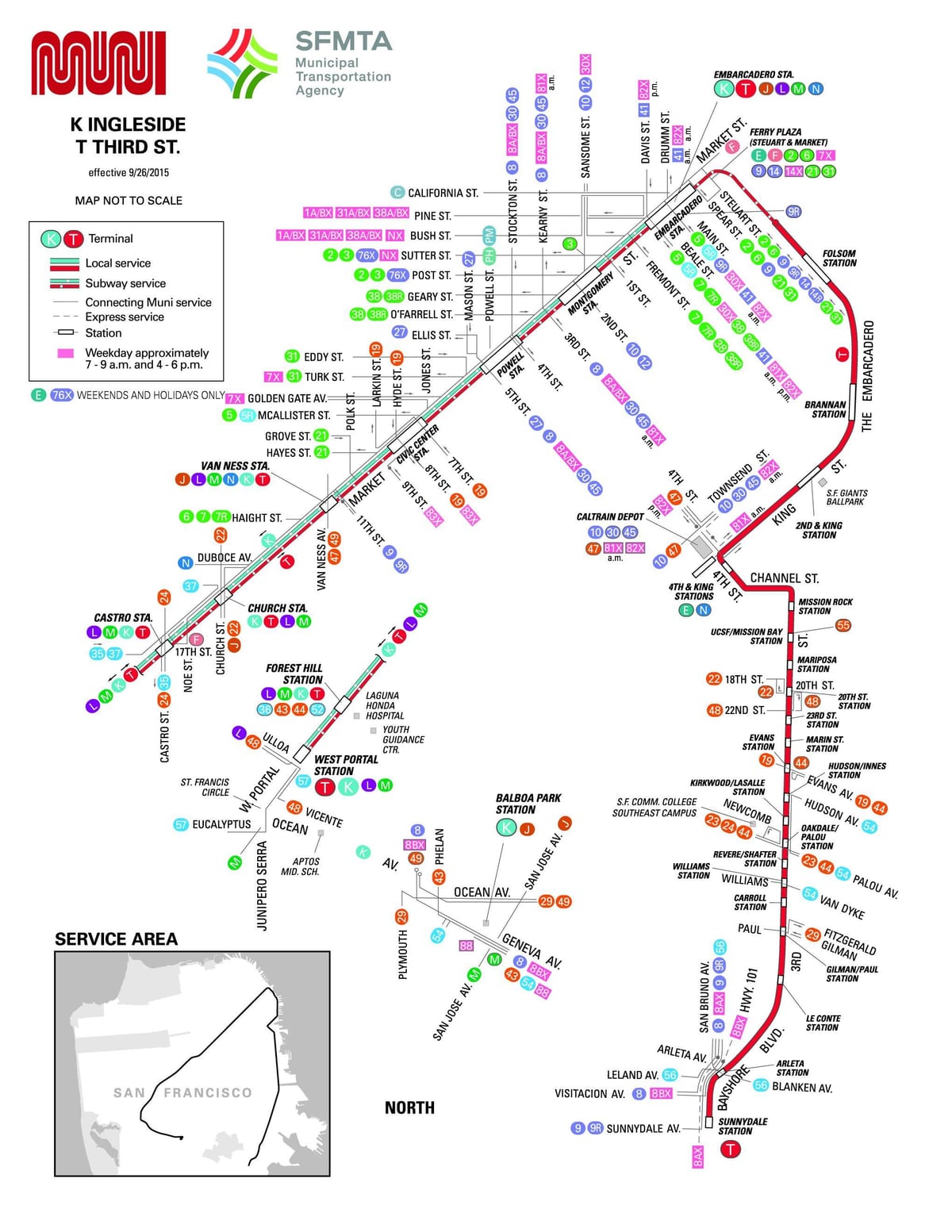 San Francisco de autobuses da cidade mapa