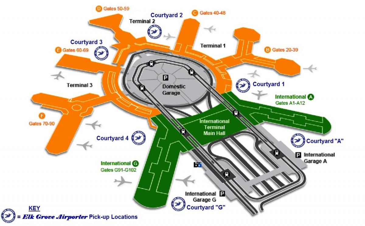 SFO internacional terminal de chegadas mapa