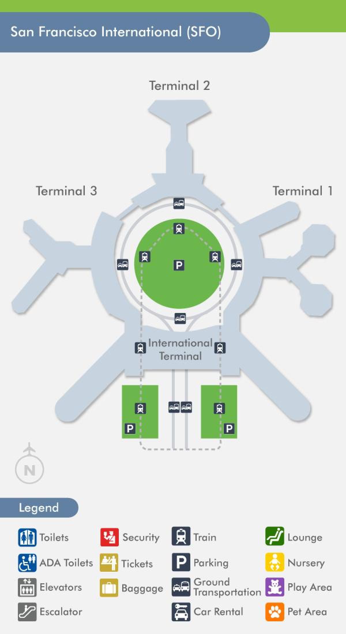 Mapa de SFO airport terminal 1