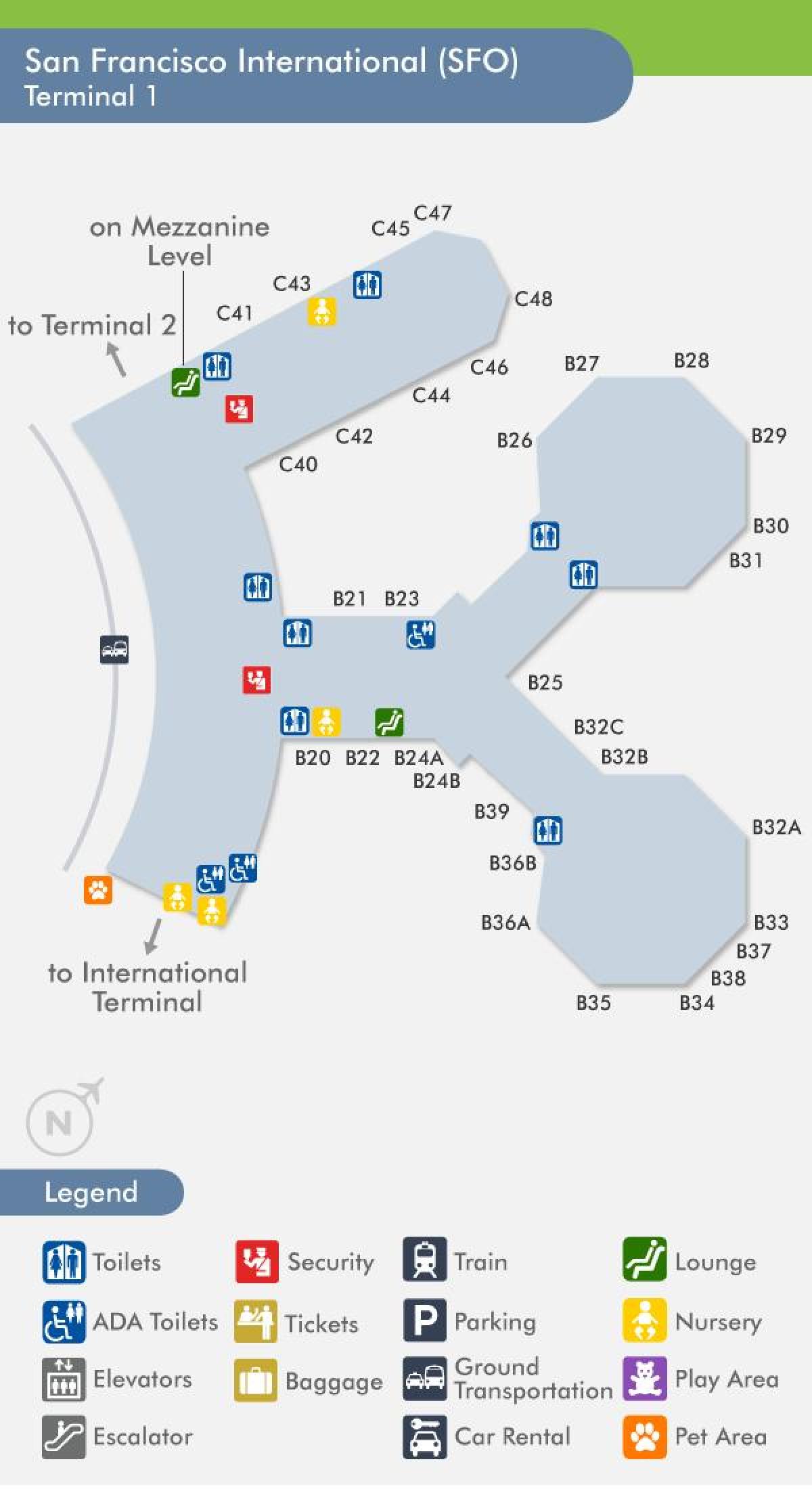 San Francisco airport terminal 1 mapa