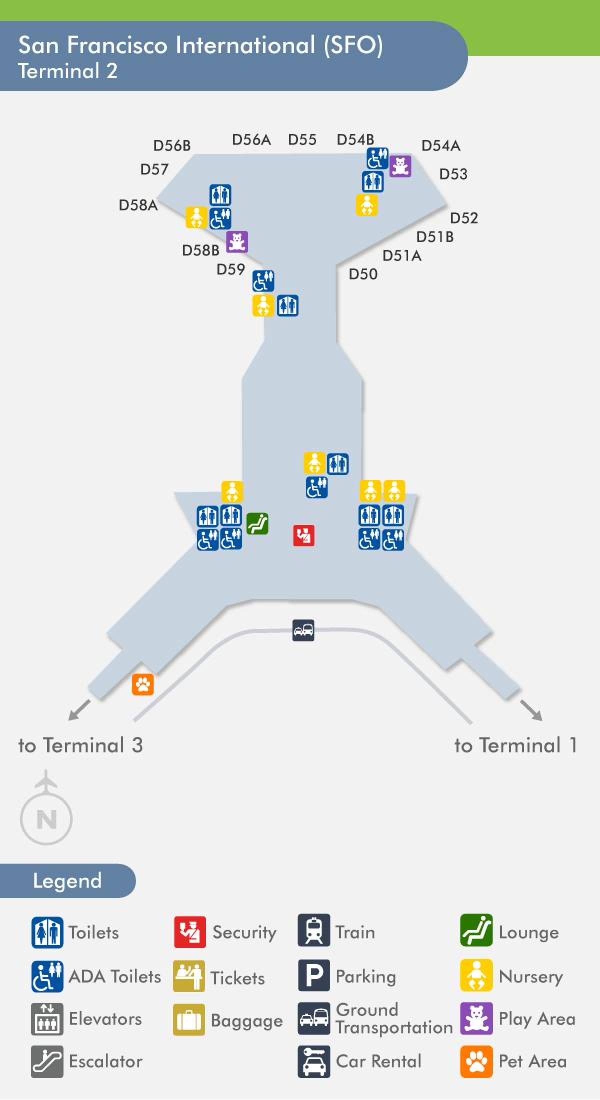 San Francisco aeroporto terminal 2 mapa