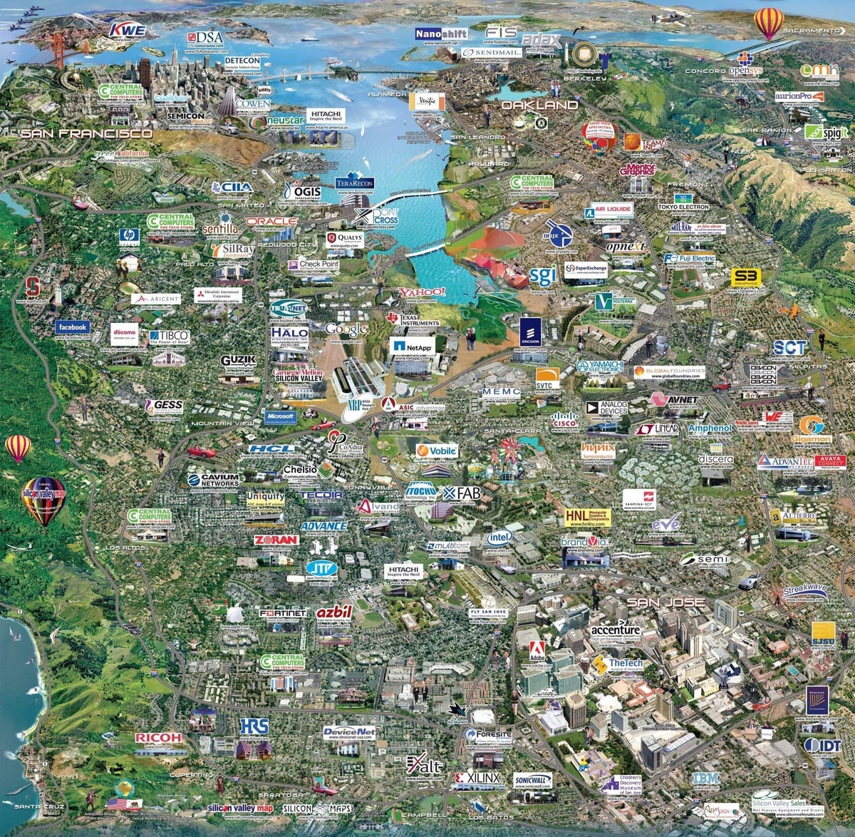 silicon valley high tech mapa