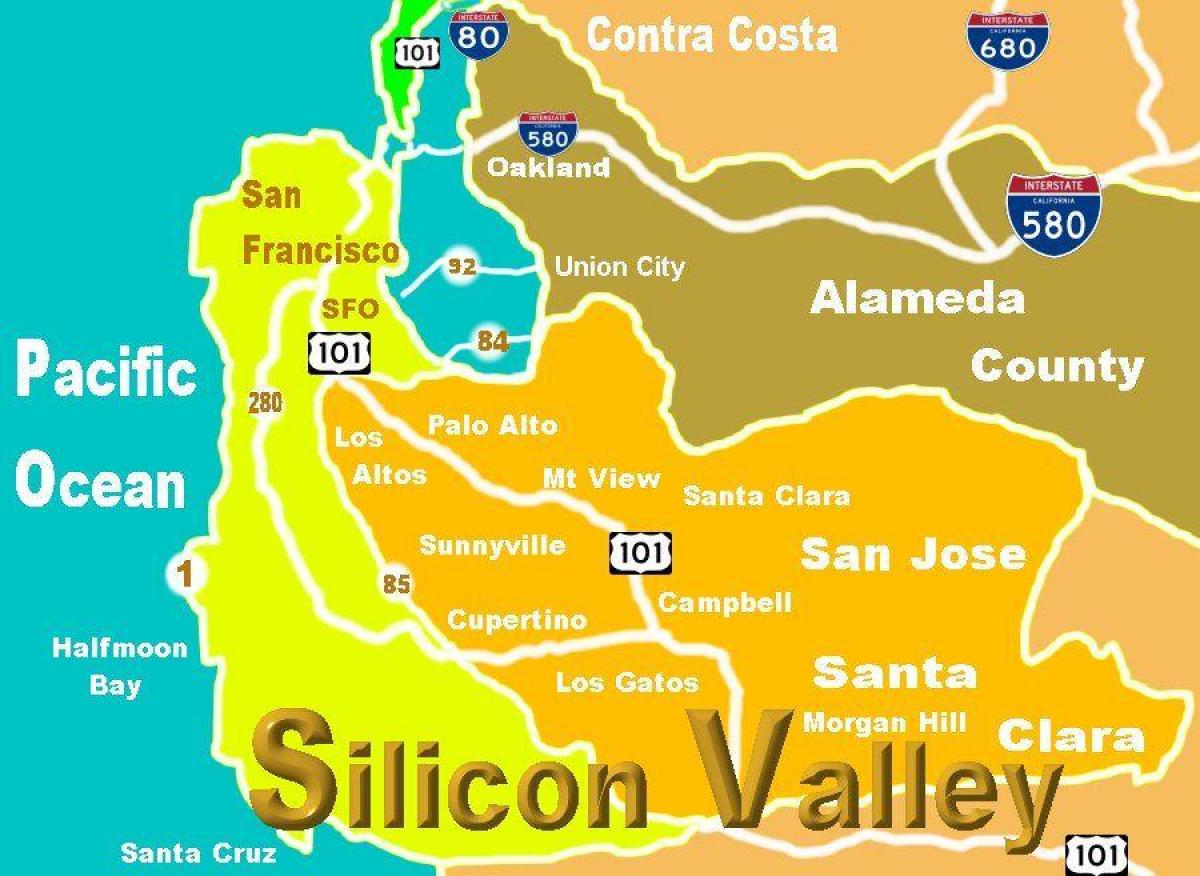 Mapa de silicon valley localización