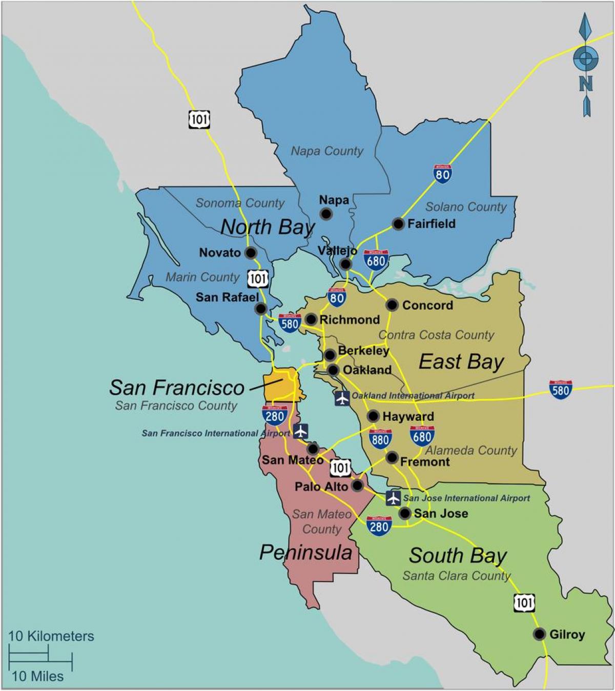 mapa do sur de San Francisco
