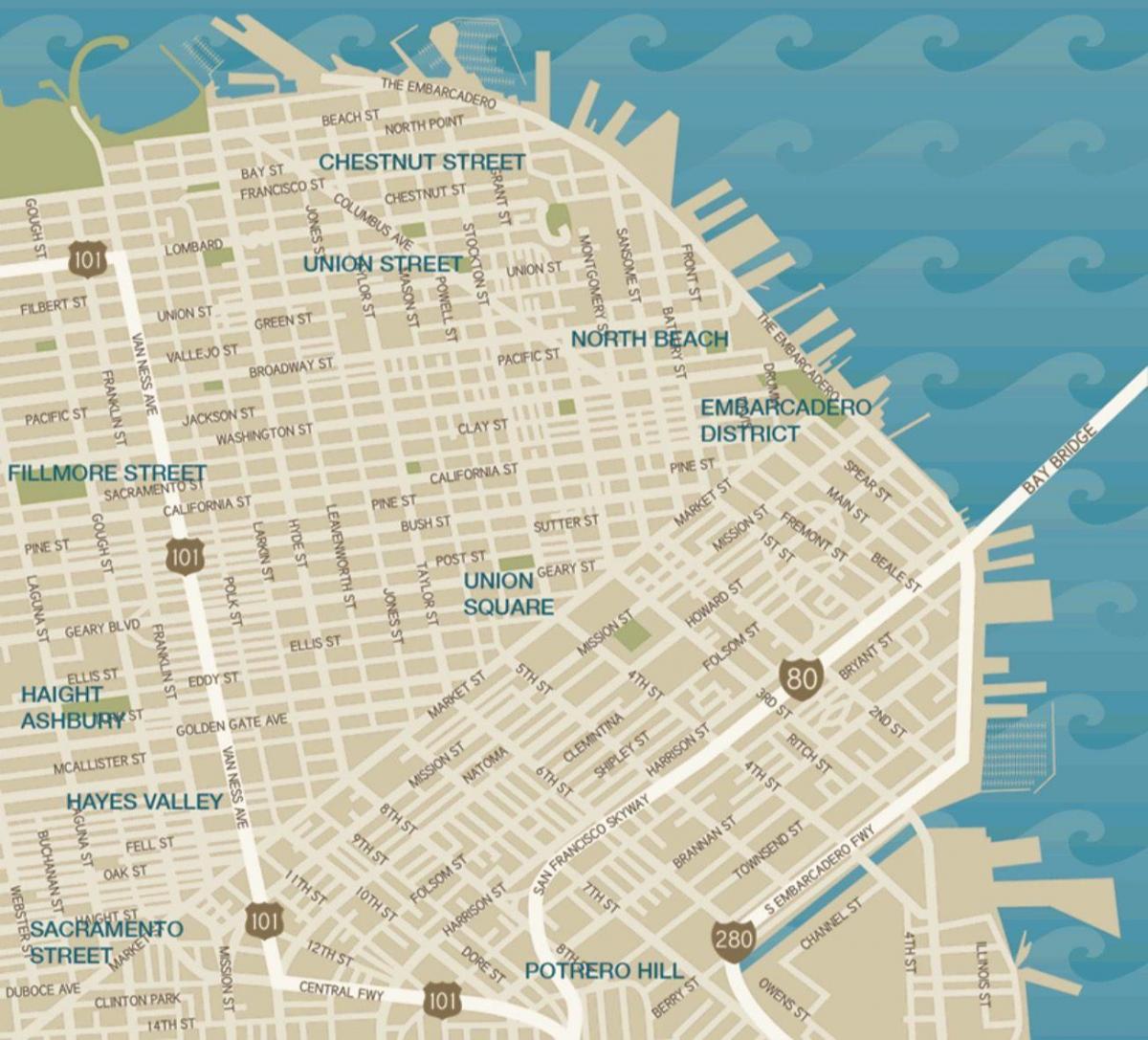 mapa do centro de San Francisco union square