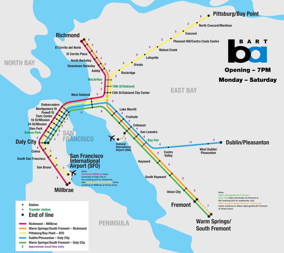bart sistema de San Francisco mapa