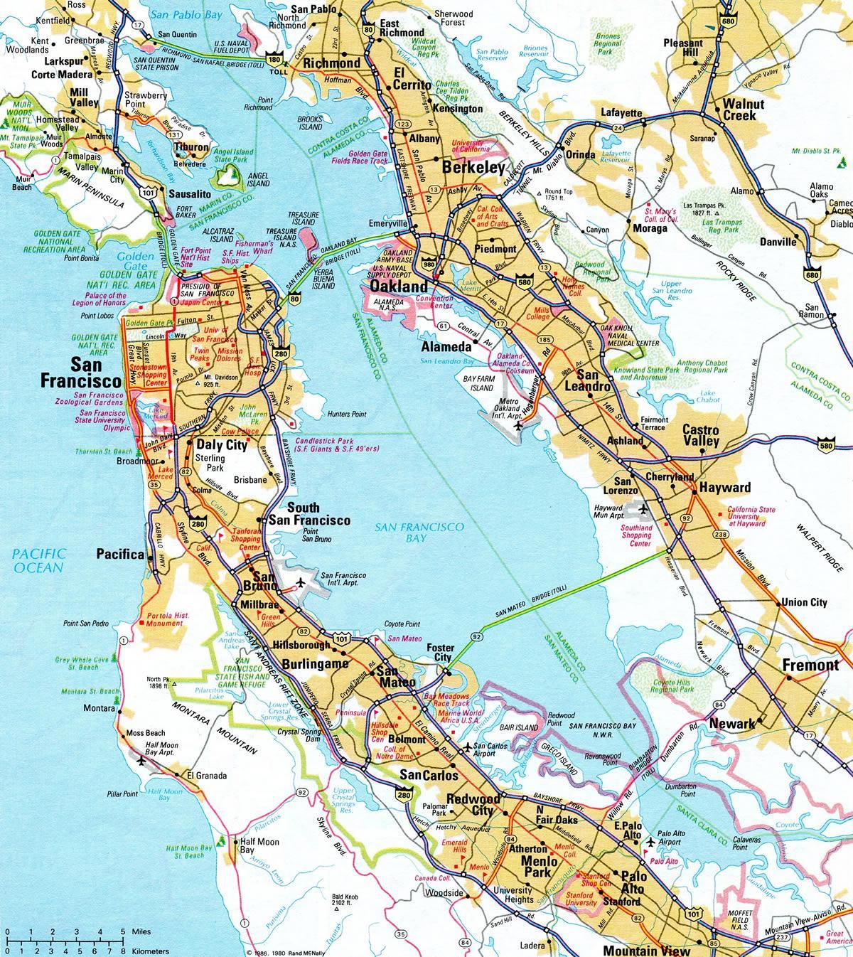 Mapa da baía área freeway 