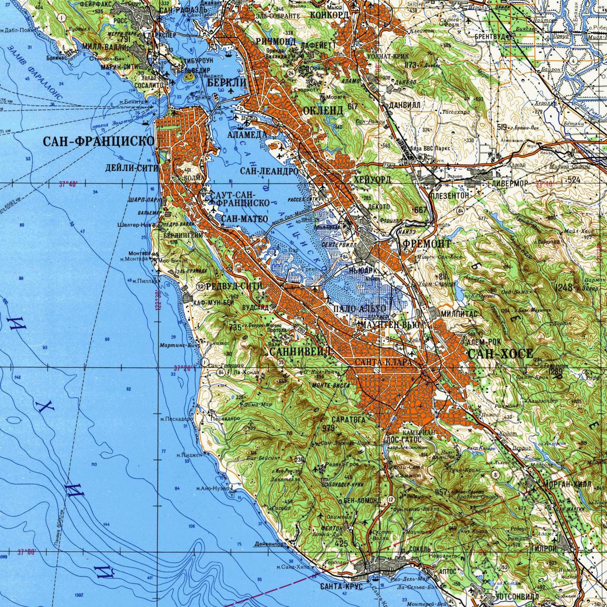 San Francisco bay area mapa topográfico
