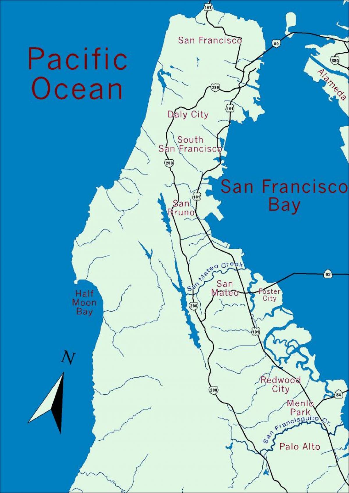 Mapa da baía área península